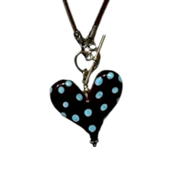 Sterling silver blown glass heart necklace - Picture 1 of 7